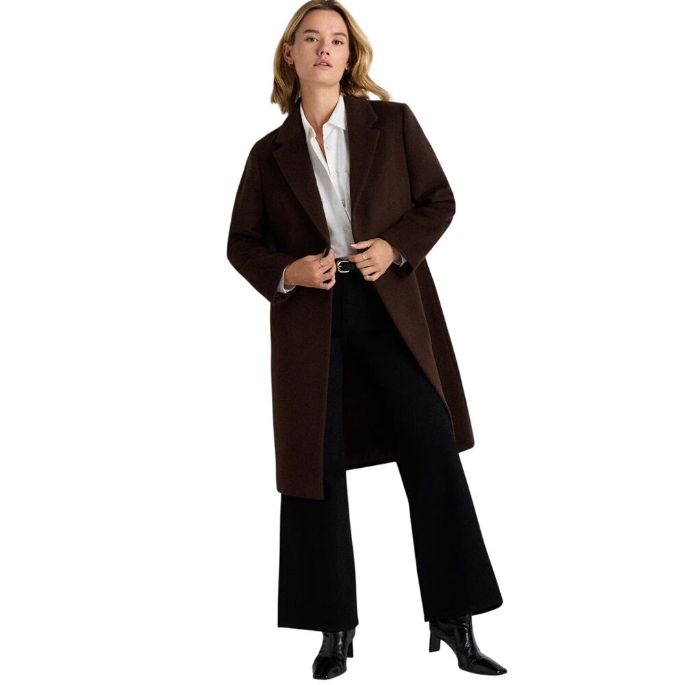 NWOT Quince Women's M Wool Cashmere Single-Breasted Wool Coat Chocolate Brown